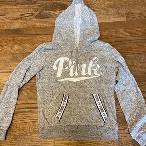Speckled Gray PINK quarter zip long sleeve hoodie